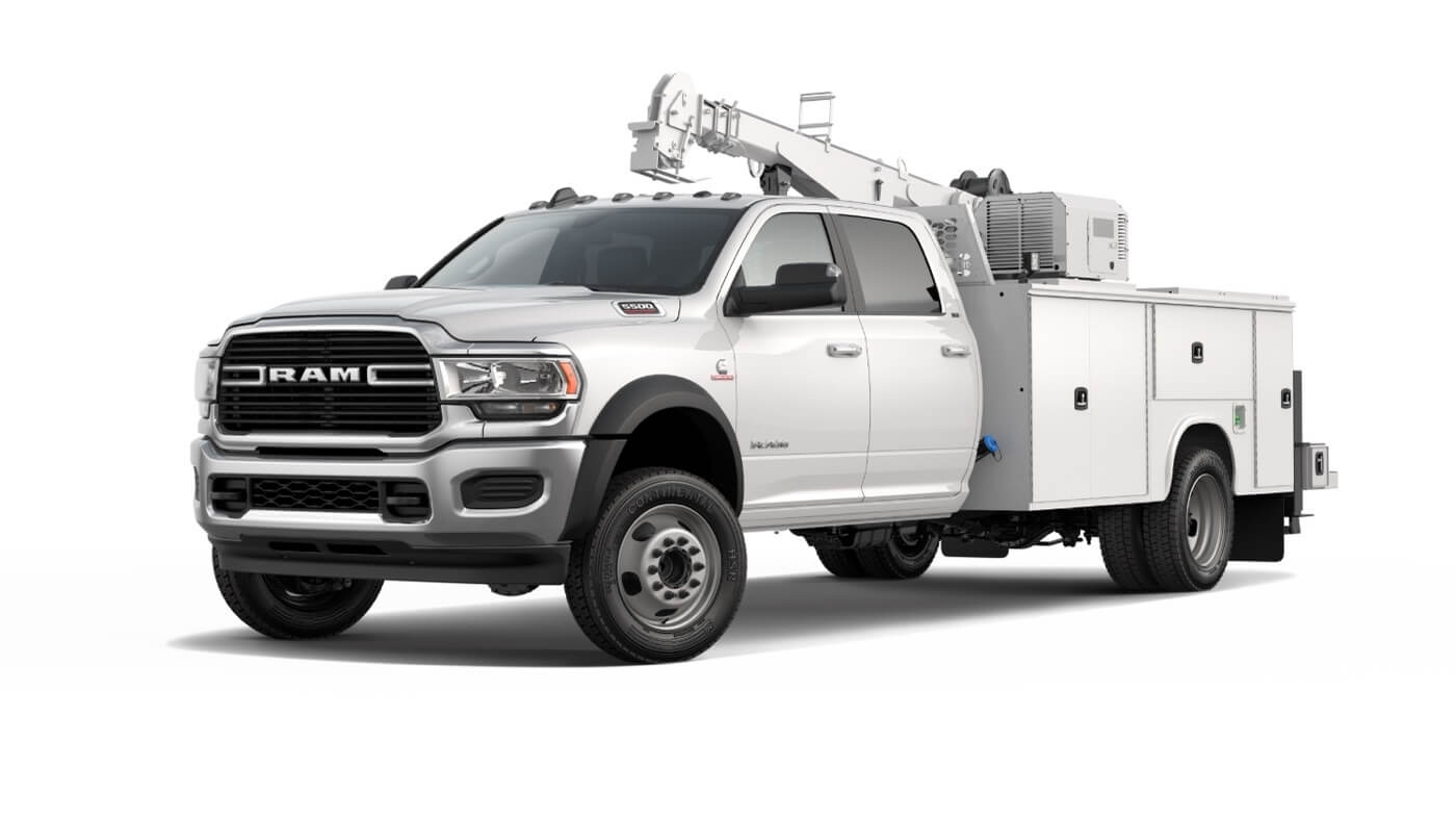 Front 3/4 view of the 2024 Ram Chassis Cab 5500.